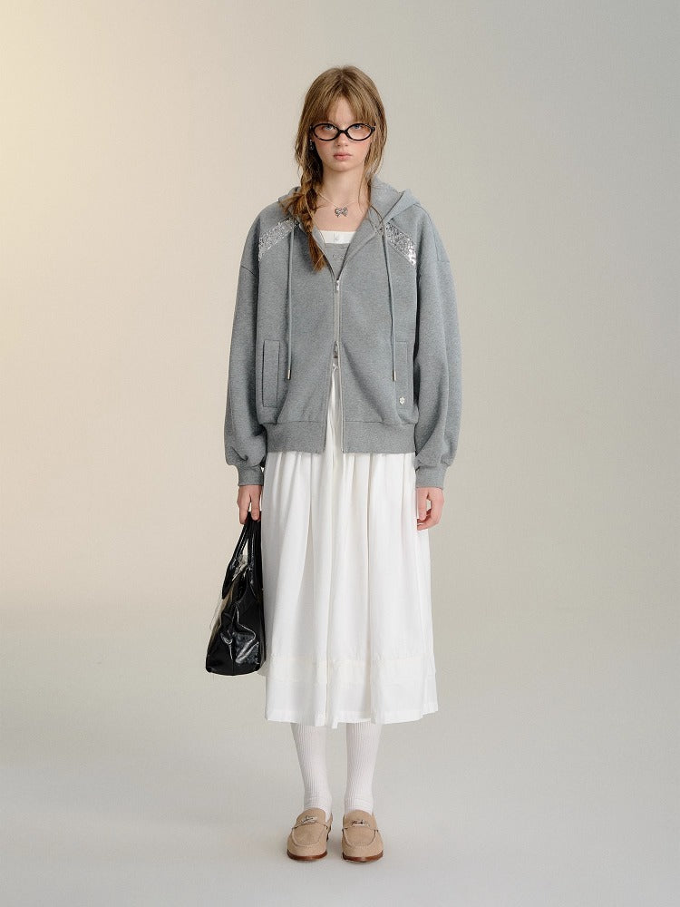 Gray Oversized Hooded Sweatshirt