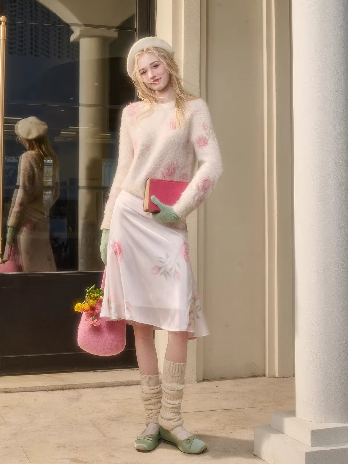 Wool-Blend Knit Top &amp; Skirt Set