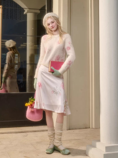 Wool-Blend Knit Top &amp; Skirt Set