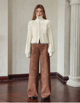 Brown Faux Leather Straight-Leg Pants - CHINASQUAD