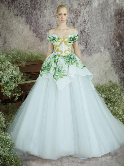 Lily Whisper Off-Shoulder Embroidered Couture Ball Gown