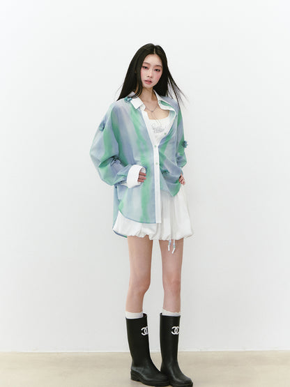 White Satin Tie-up Puff Skirt