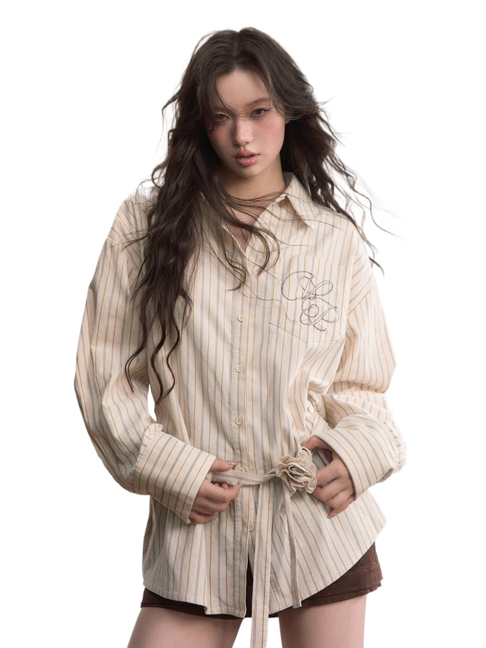 Two-Way Striped Cotton Shirt