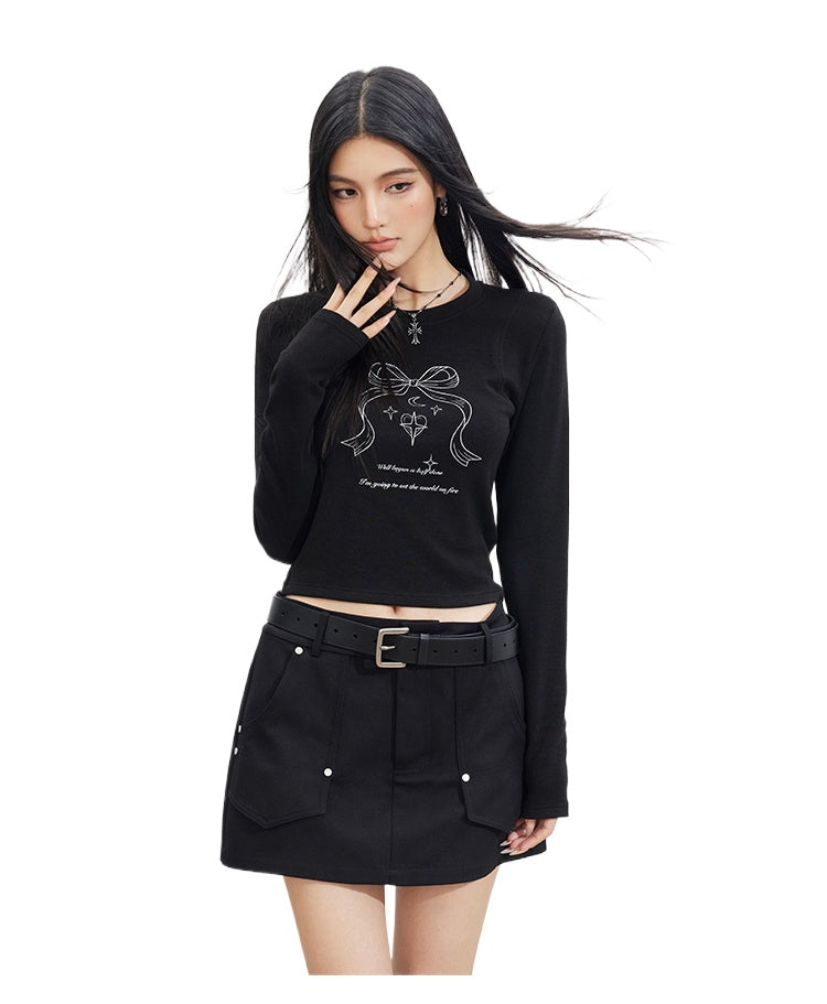 MacyMccoy Bow Graphic Long-Sleeve T-shirt