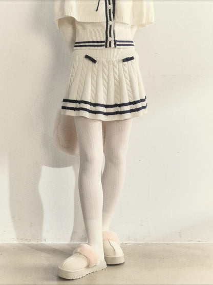 Nautical Cable-Knit Vintage Cape &amp; Skirt Set