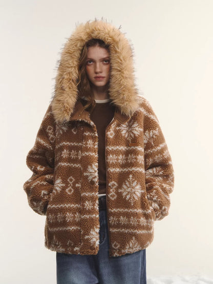 Fur Collar Fleece Hooded Jacket