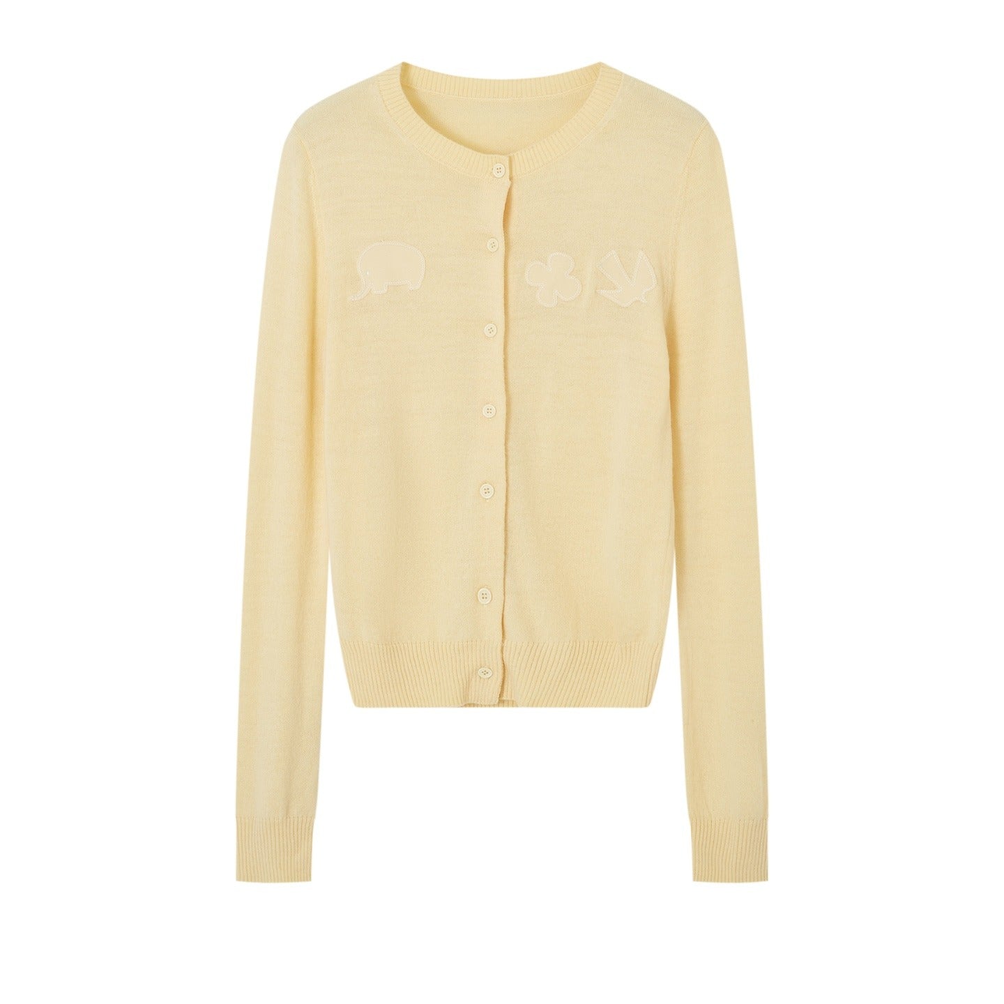 Playful Embroidered Patch Knit Cardigan