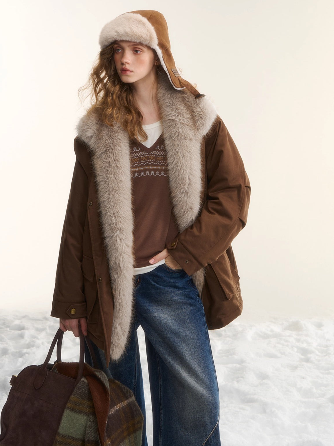 Fur-Trim Padded Utility Parka Jacket