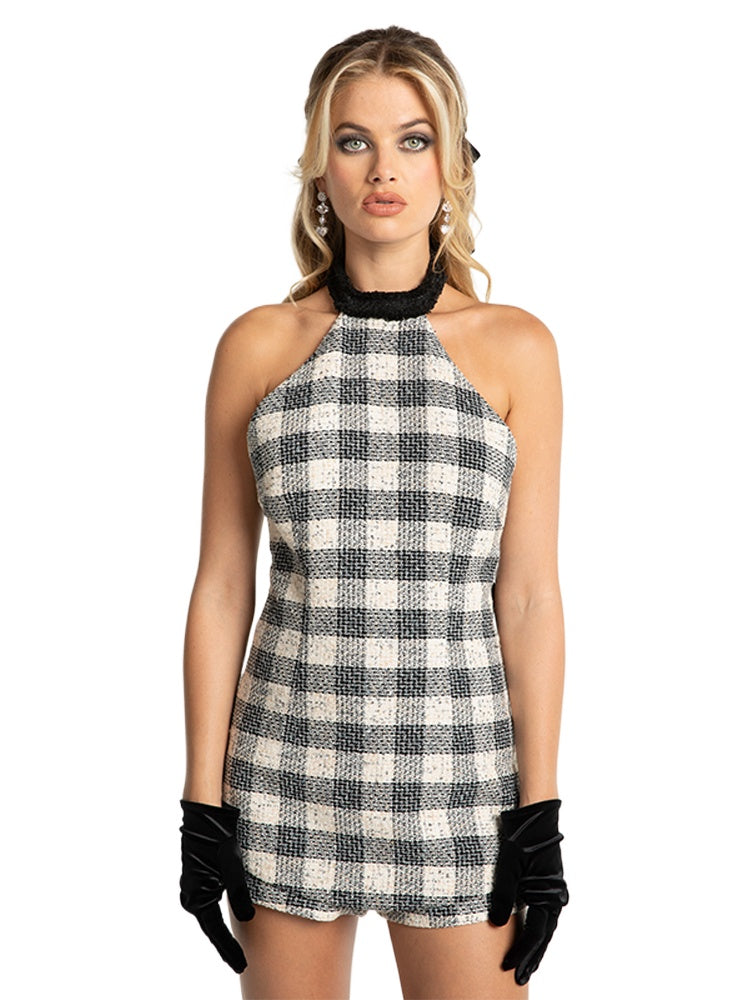 Plaid Halter Jumpsuit