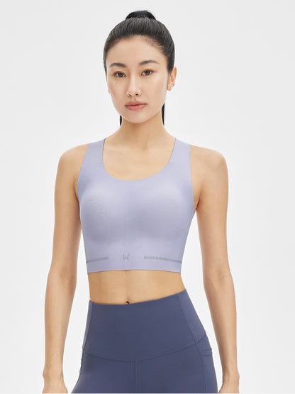 Cross-back Shoulder Straps with Extended Hem Yoga Sports Bra