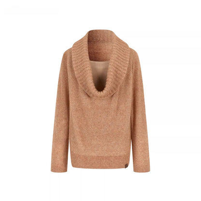 Relaxed Cowl-Neck Pullover Wool Knit Sweater