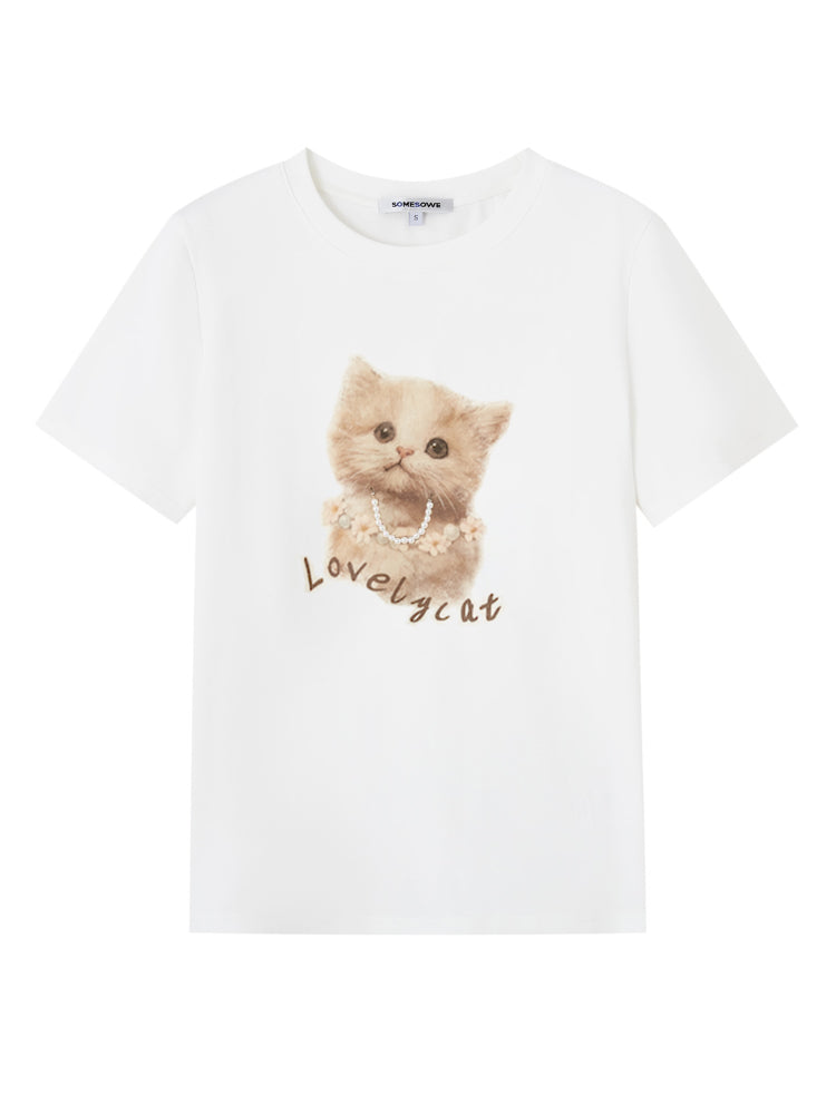 Pearl Cute Pet Print Short-Sleeve T-shirt