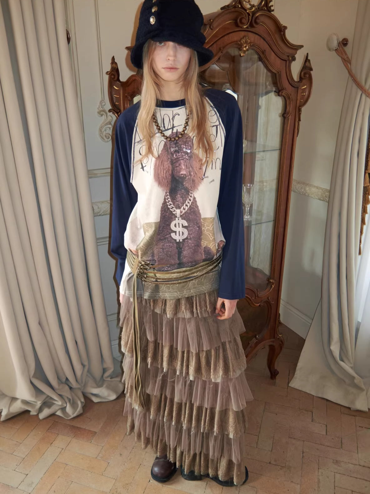 French Lace Layered Tulle Midi Skirt