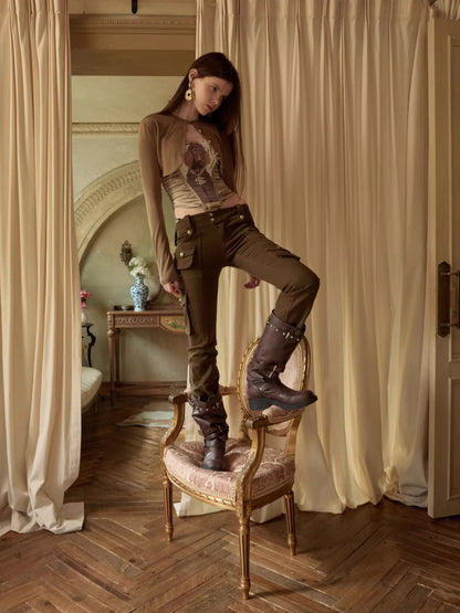 Multi-Strap Studded Mid-Calf Biker Boots