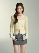 Light Yellow Lace Knit Cardigan - CHINASQUAD