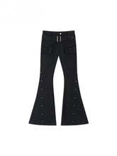 Rose Rivet Flared Cargo Pants - CHINASQUAD