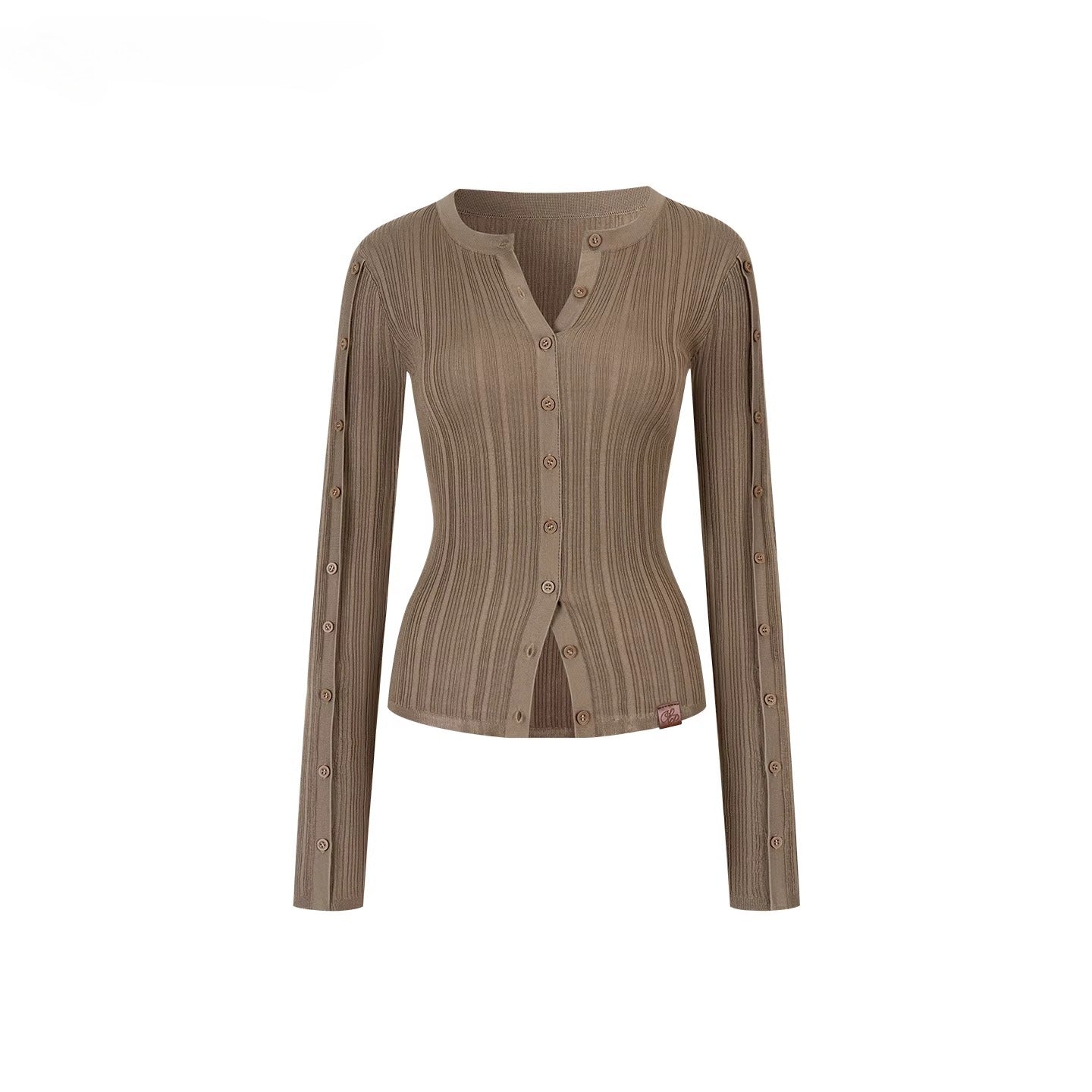 Button-Down Waist-Cinched Lyocell Knit Cardigan