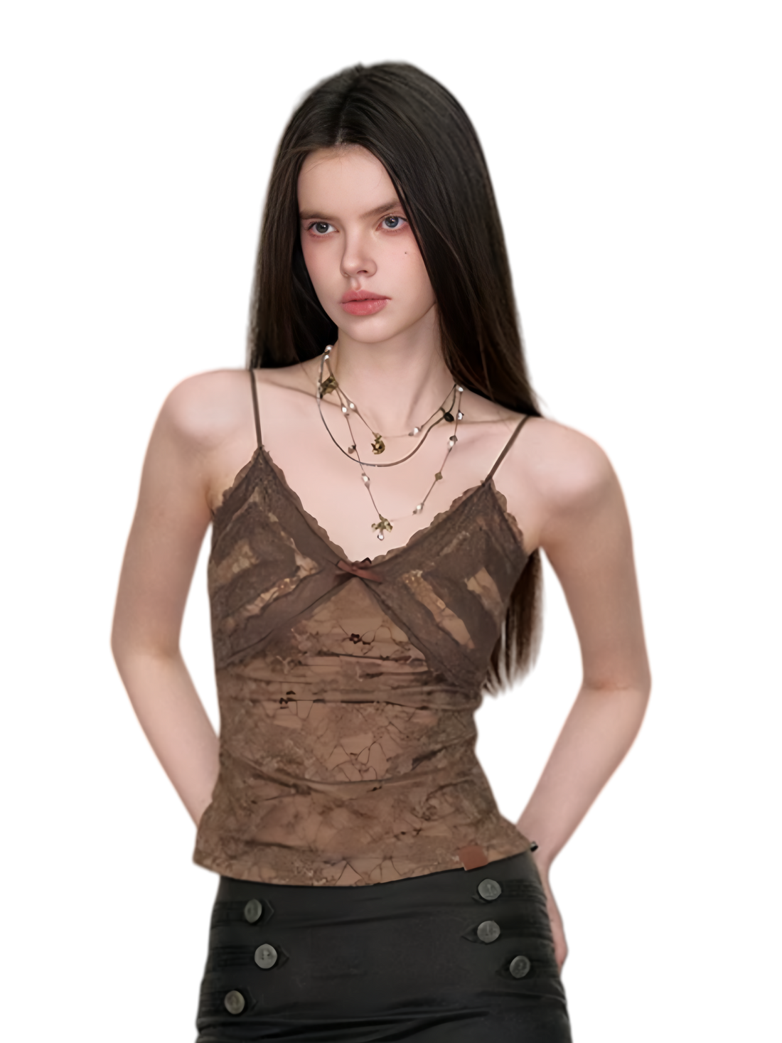VIA PITTI Lace Jacquard Bow Tie Camisole – Slips &amp; Camisoles
