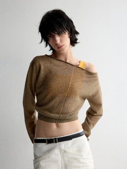 Rolled Edge Neckline Knitted Cover-Up