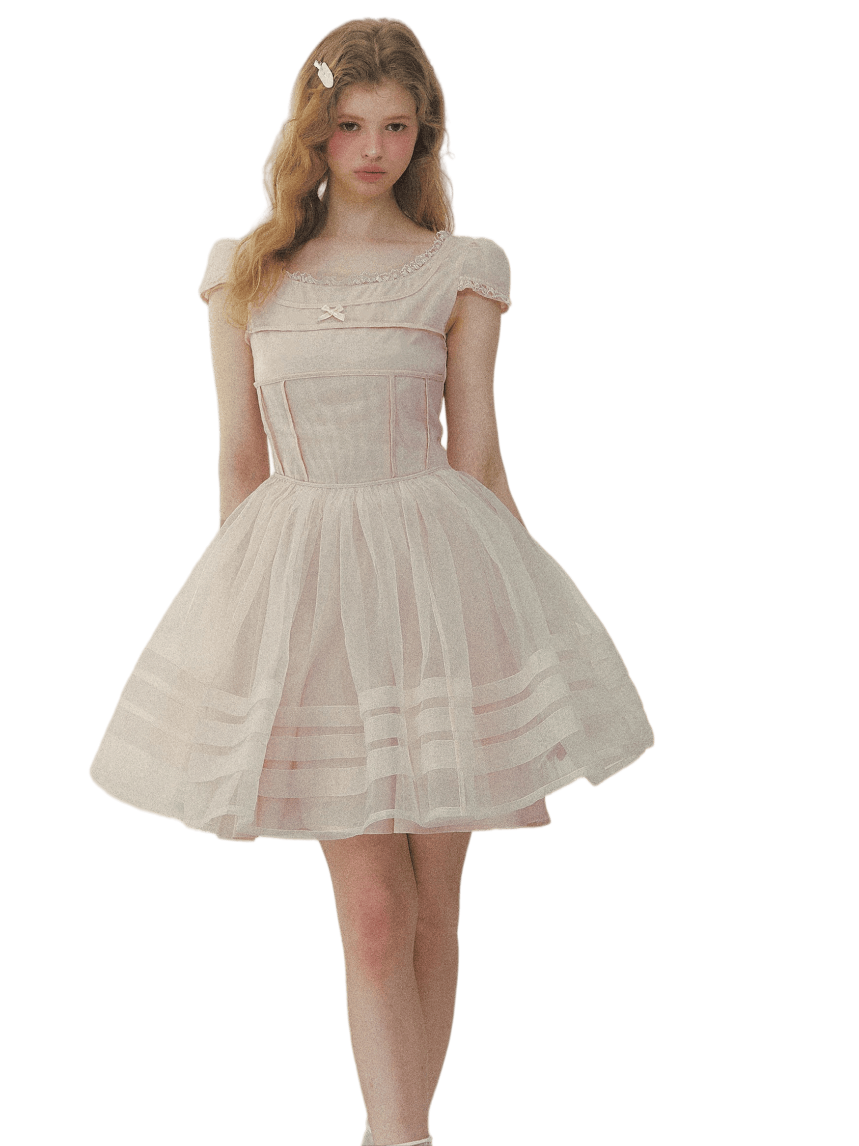 Dream Square-Neck Puff Sleeve Tulle Dress