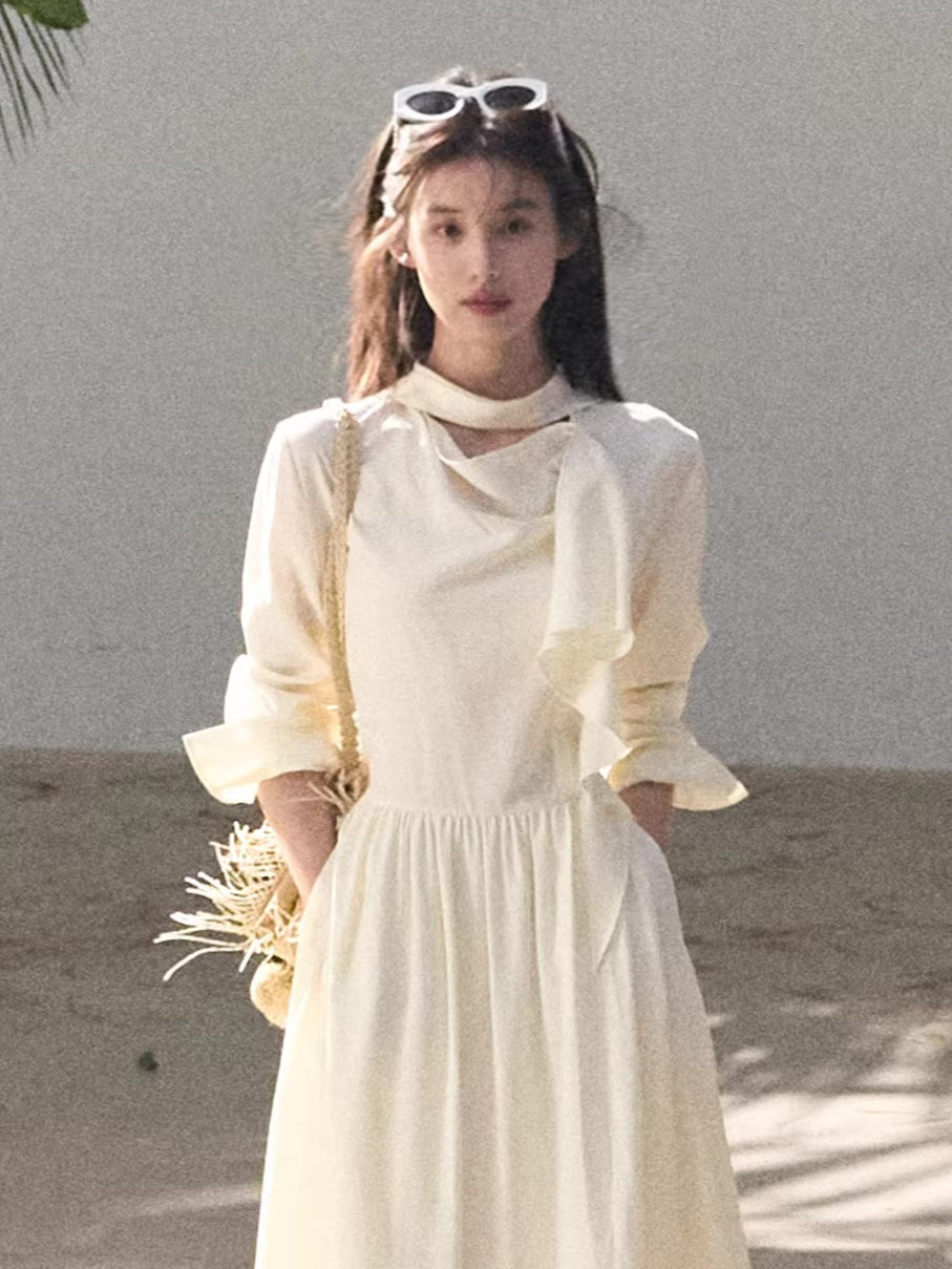 Ribbon Waist-Cinched Maxi Dress