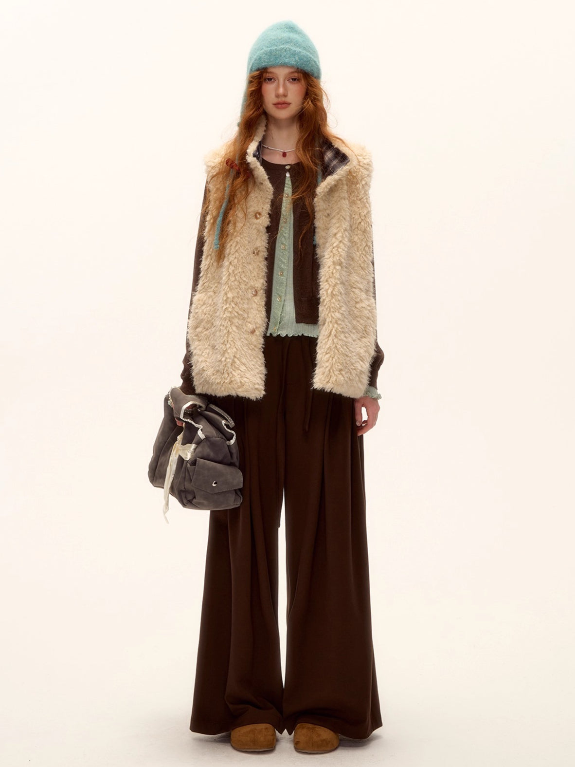 Contrast Panel Ruffled Knit Cardigan