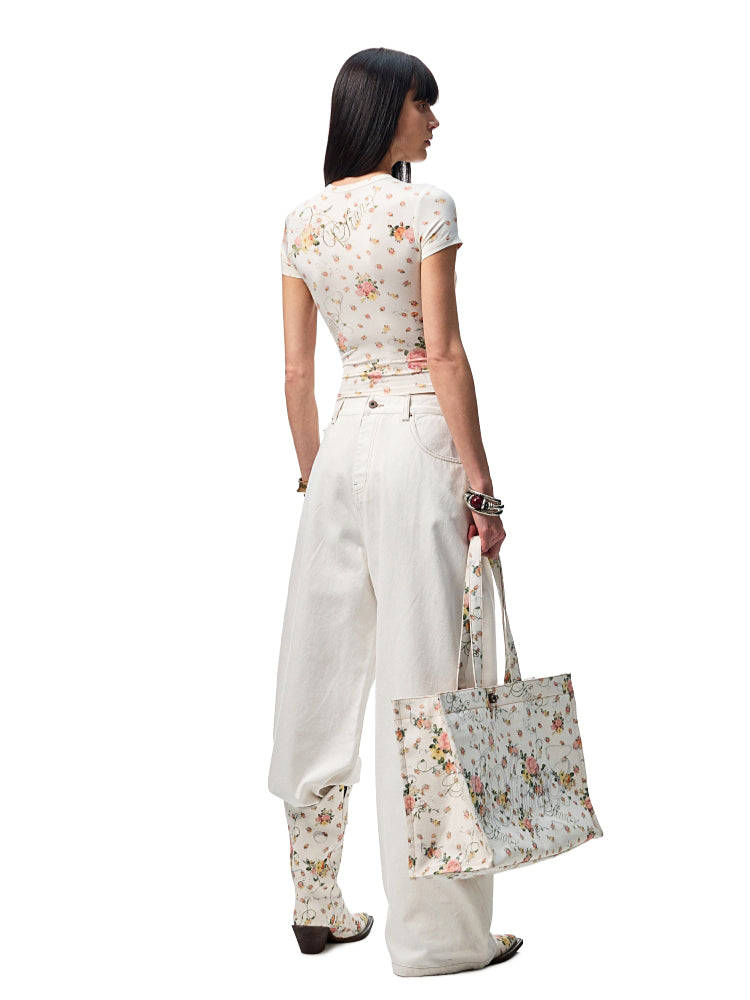 Floral-Printed Tote Bag