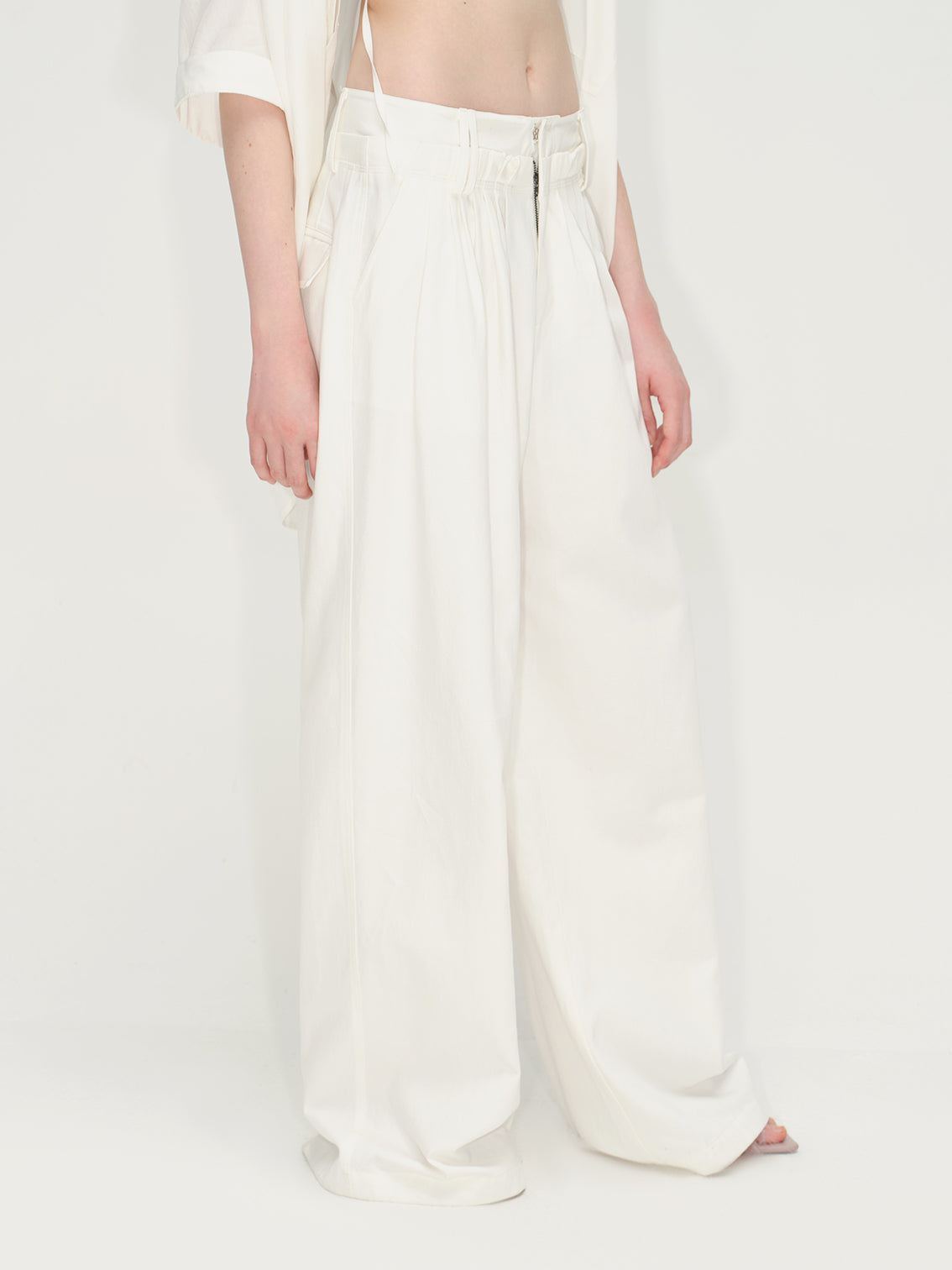 White Lyocell Wide-Leg Pants