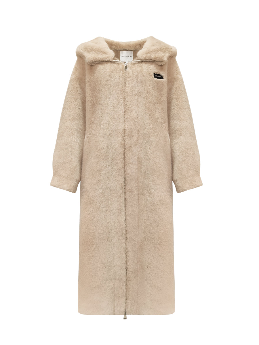 Apricot Faux Fur Long Coat