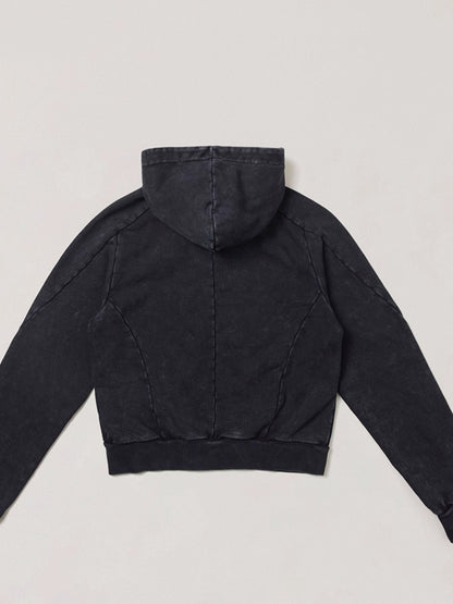 Wild Vintage Zip-up Cropped Hoodie