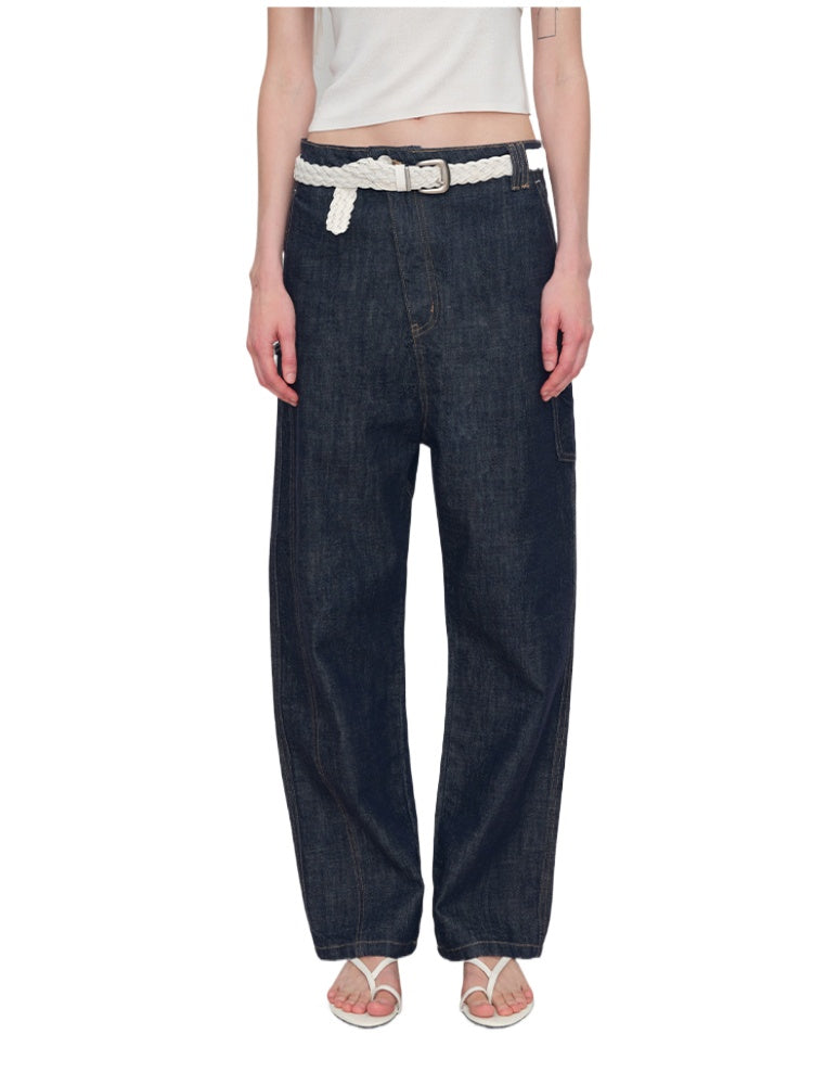 Micro Raw Denim Low-Rise Jeans