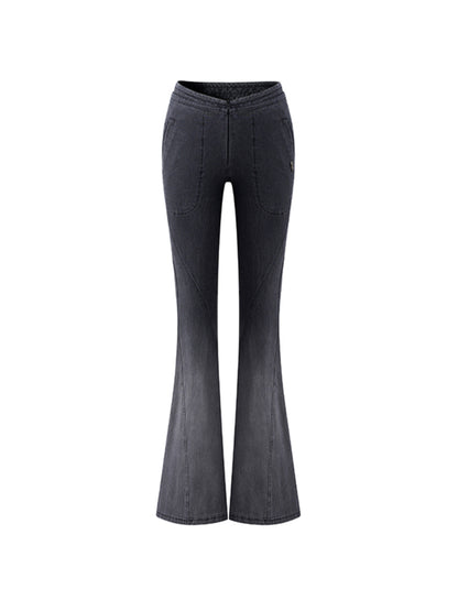 Twill Washed V-Waist Stretch Micro-flare Pants - CHINASQUAD