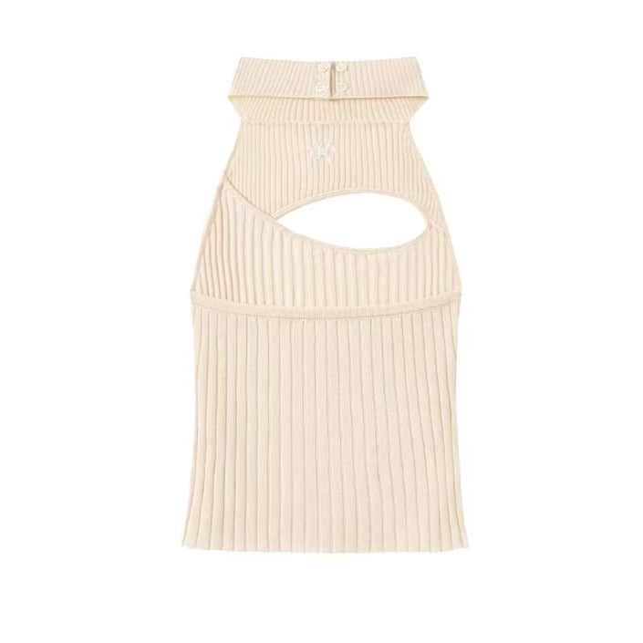 Olympia Halter Neck Fitted Knit Tank Top