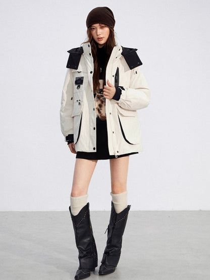 Colorblock Down Parka Jacket