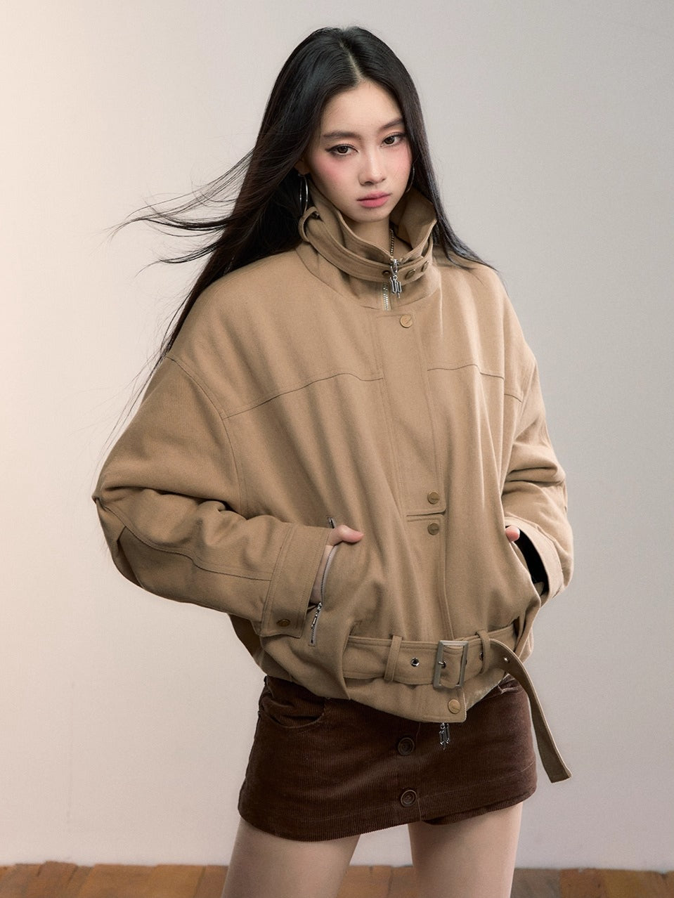 Detachable Gradient Faux Fur Padded Jacket