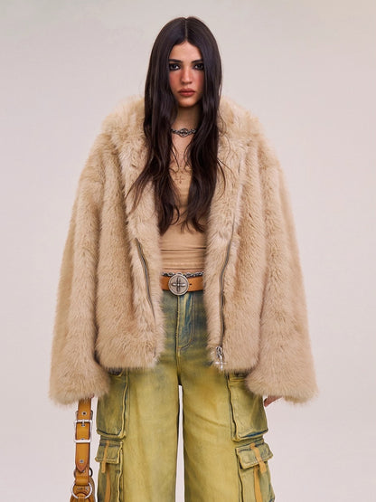 Cross Relic Oversized Faux Fur Hoodie