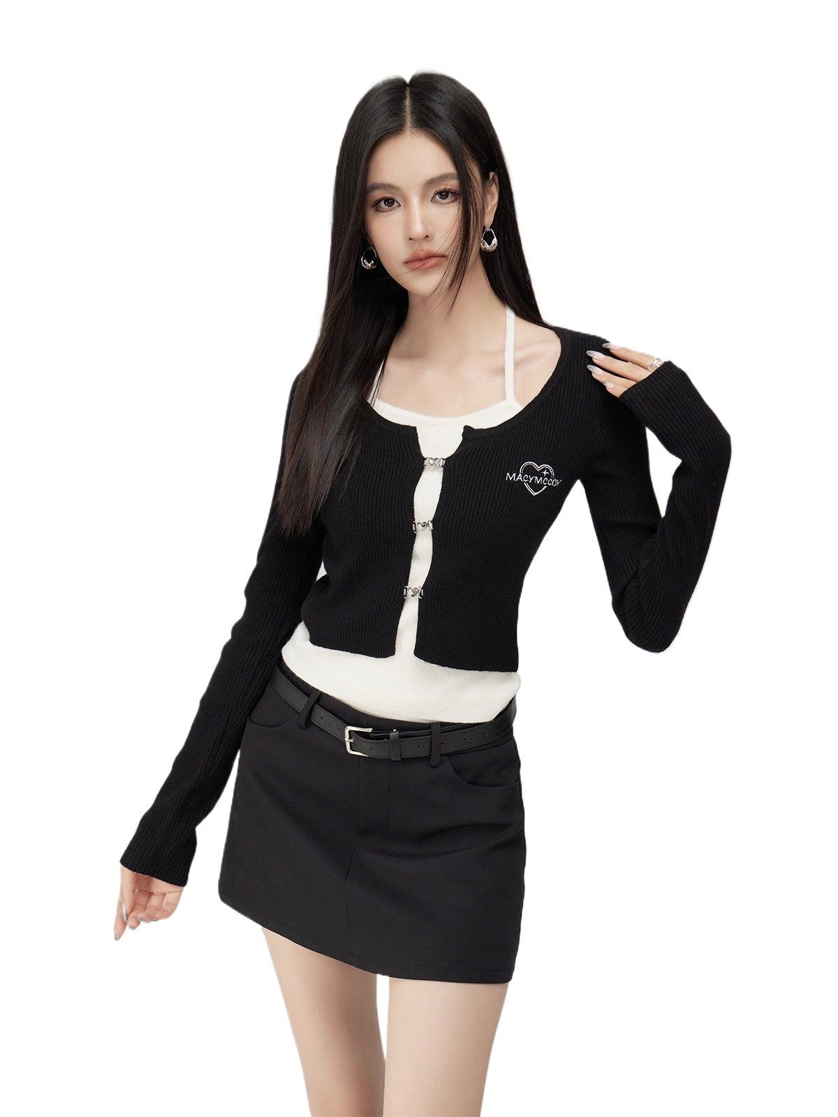 Fake Two Piece Knit Halter Blouse