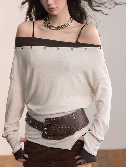 Asymmetric Off-Shoulder Knitwear