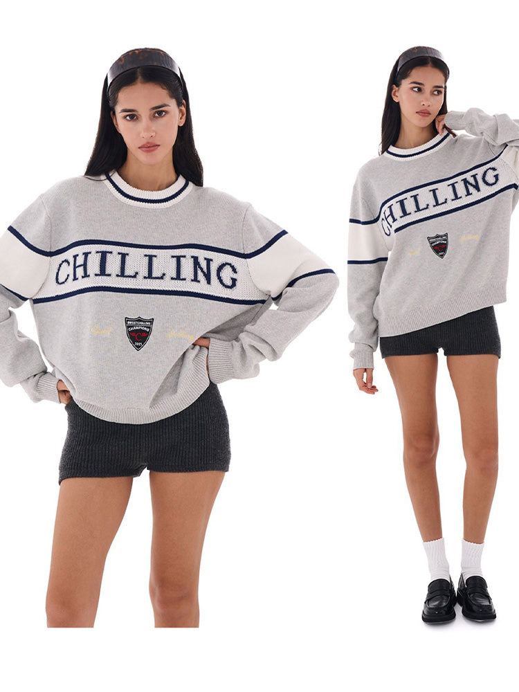 Varsity Knit Pullover Sweater