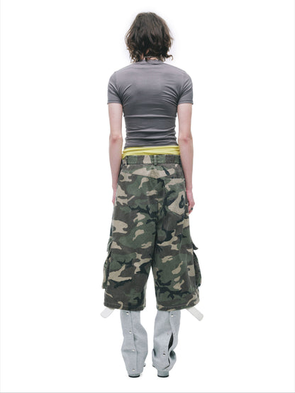 Distressed Slim-Fit Cotton Mid-Length Shorts