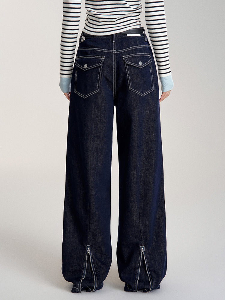 High-Waisted Zip Slim-FitFloor-Length Jeans