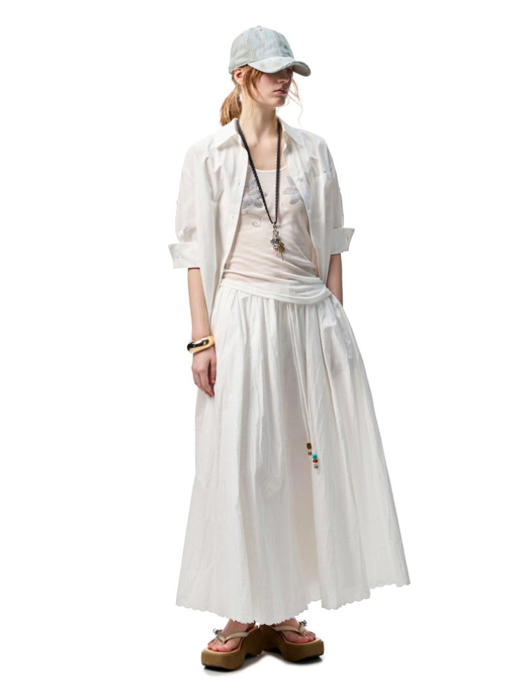 Mid Sleeve Loose-fit Shirt &amp; Skirt Set