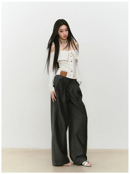 Waist-relaxed Wide-leg Suit Pants - CHINASQUAD