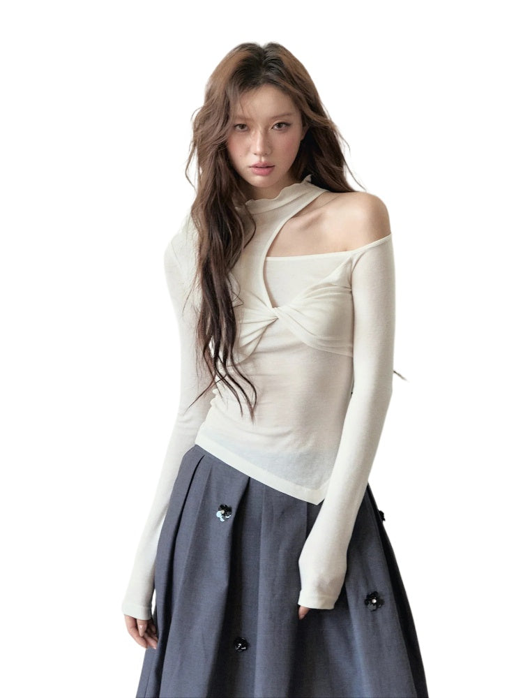 Cut-Out Tencel Long Sleeve T-shirt - CHINASQUAD