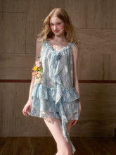 Lace Flower Ruffle Camisole Dress - CHINASQUAD