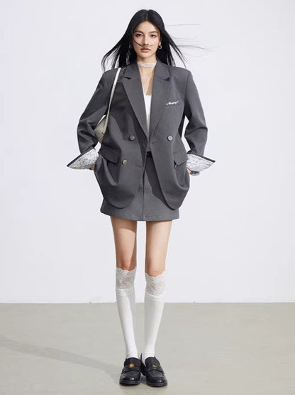 Lace Panel Oversized Blazer