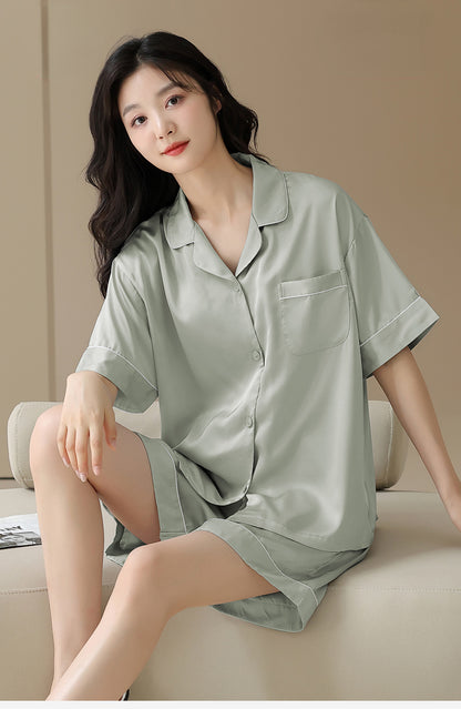 Silk Cardigan and Ice Silk Pajamas Two-piece Set