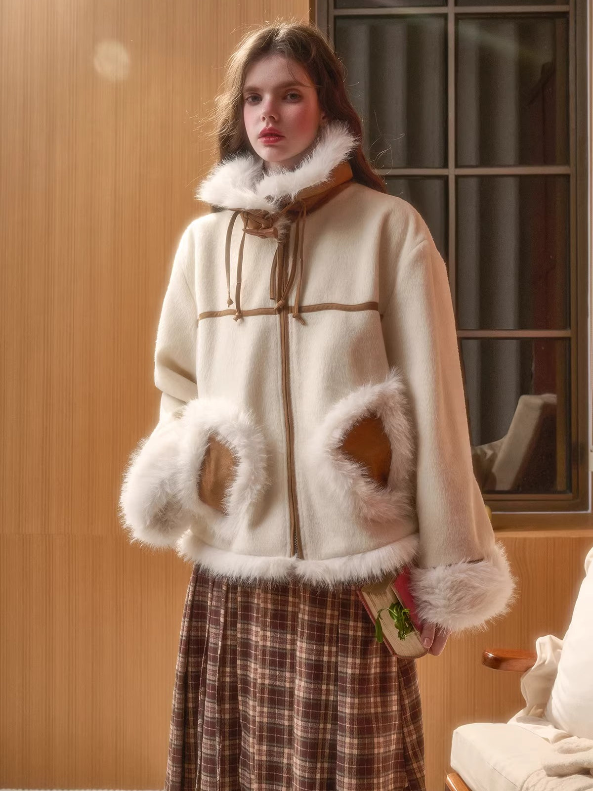 Wool-Blend Shearling-Style Oversized Jacket