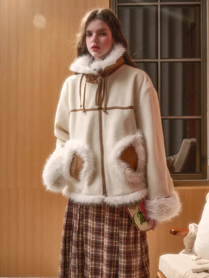 Wool-Blend Shearling-Style Oversized Jacket