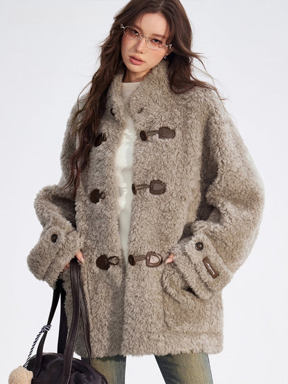 Wool-Blend Shearling Buttoned Jacket